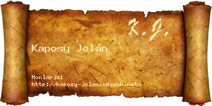 Kaposy Jolán névjegykártya